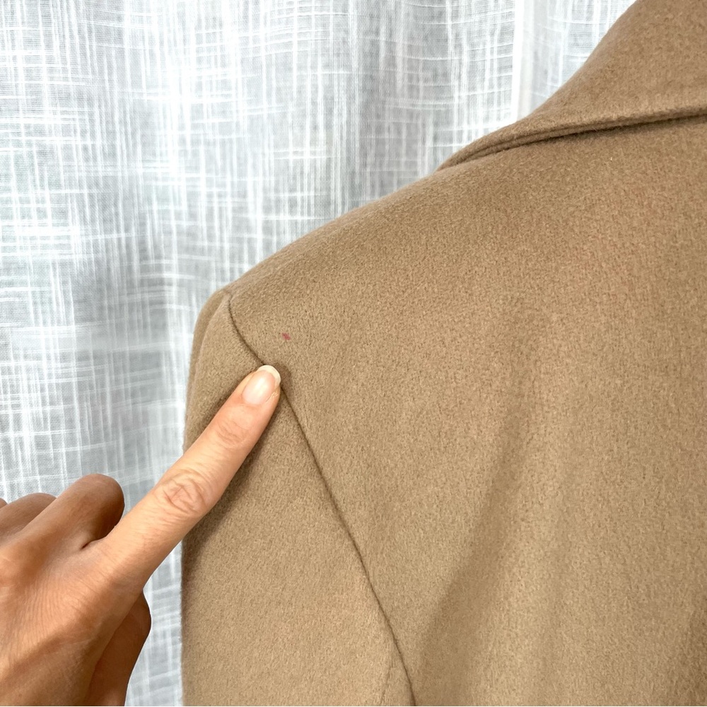 Fleurette Womens Loro Piana Italy Wool Coat Size 10 Tan Notched Collar Buttons - Picture 14 of 16